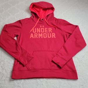 Under Armour‎ Women's Hoodie Orange Size Medium front Graphic Semi-Fitted